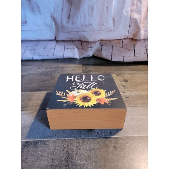 Hello Fall pumpkin Flower hay Wooden decor autumn - Picture 5 of 8